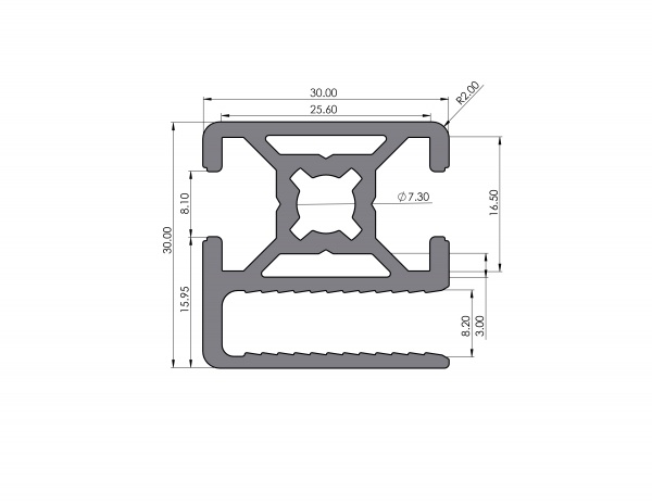 Protective grille profile 30x30 groove 8 I-type